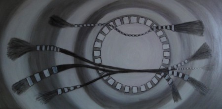 Licht am Ende des Tunnels schwarz / weiss 50cm x 100cm auf Keilrahmen